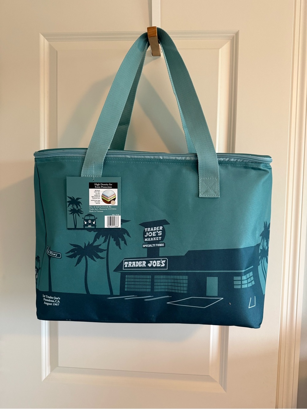 NWT Trader Joe's Large Dusty Blue Insulated Tote Bag 8 gallon